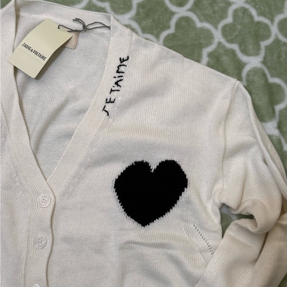 Zadig & Voltaire Cashmere Sweater NWT Amour Heart White - Picture 4 of 10